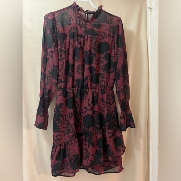 Mini long sleeve A.B.S dress floral print summer/spring feminine size small - Picture 1 of 9